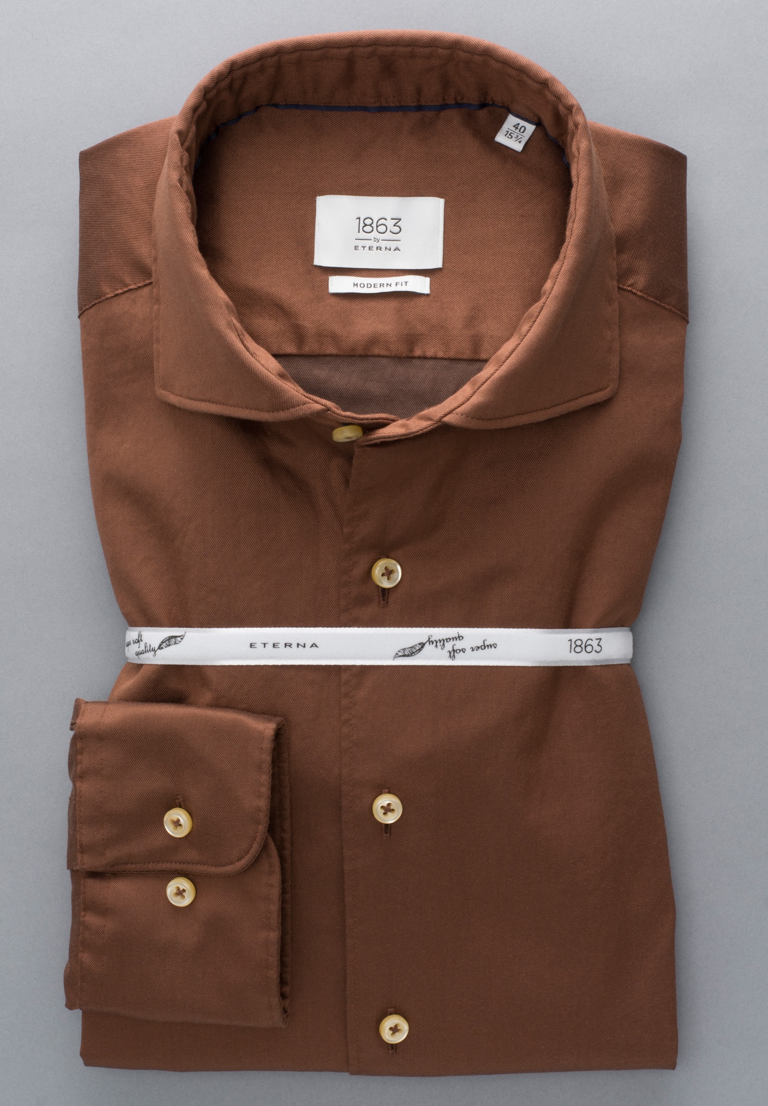 MODERN FIT Soft Luxury Shirt 45 unifarben 1SH03488-02-76-45-1/1 Langarm | in caramell caramell | | 