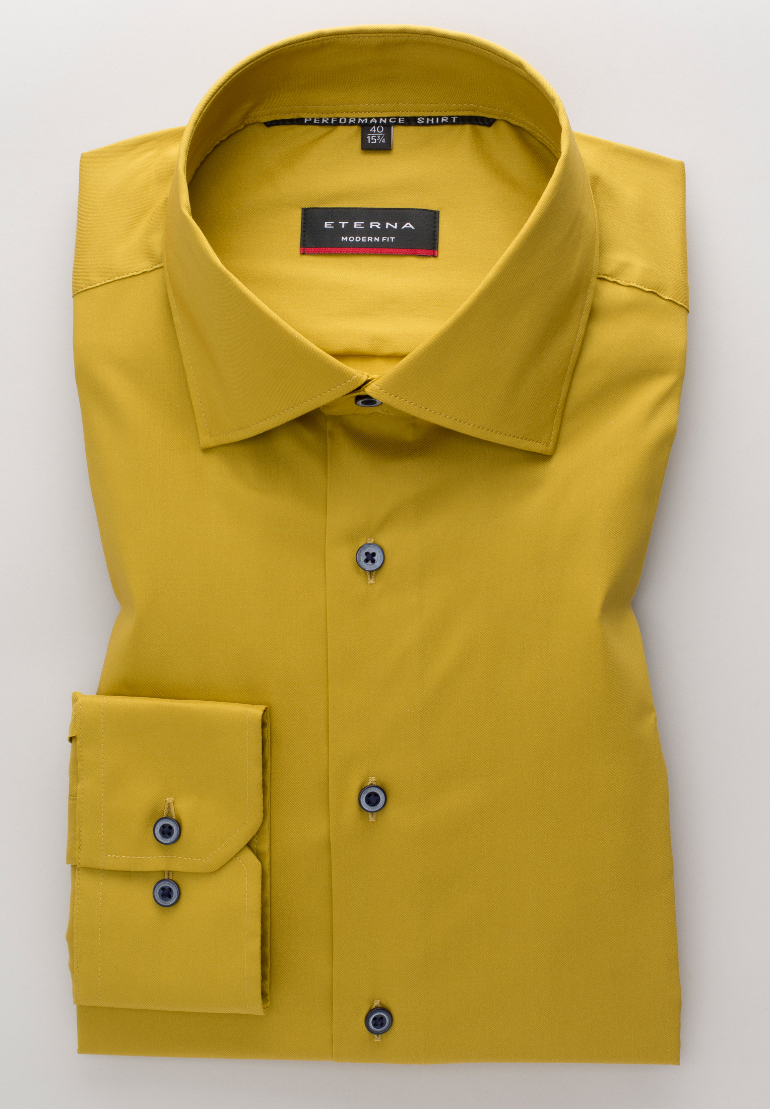 MODERN FIT Performance Shirt in gelb unifarben | gelb | 40 | Langarm |  1SH02224-07-01-40-1/1