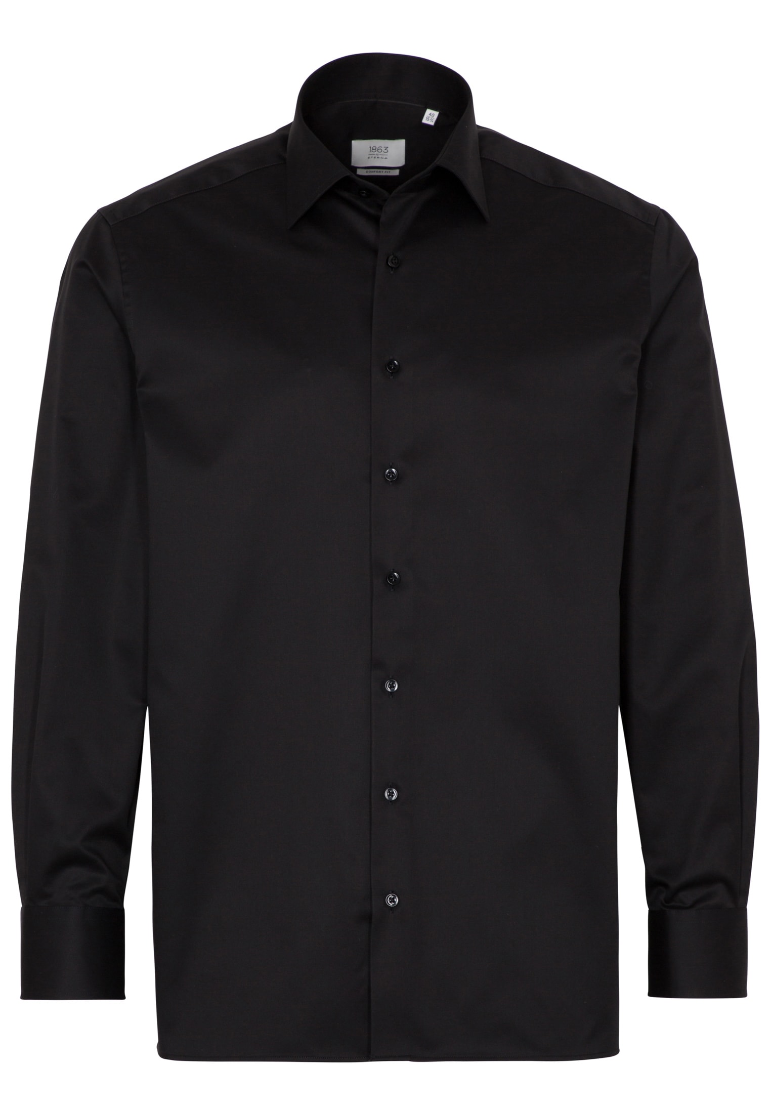 COMFORT FIT Luxury Shirt in zwart vlakte