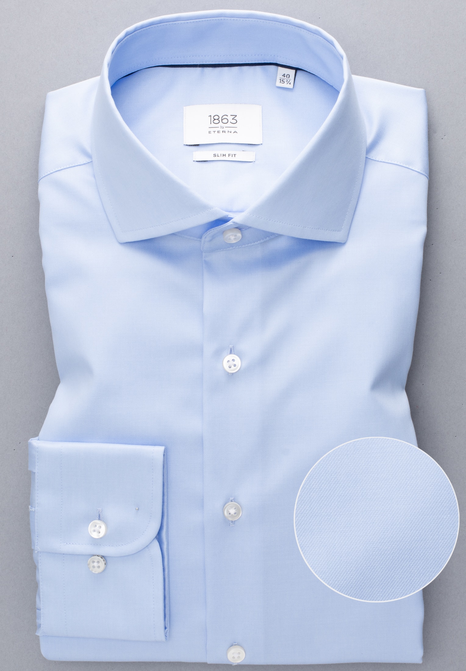 SLIM FIT Luxury Shirt in hellblau unifarben | hellblau | 41 | Langarm |  1SH04299-01-11-41-1/1