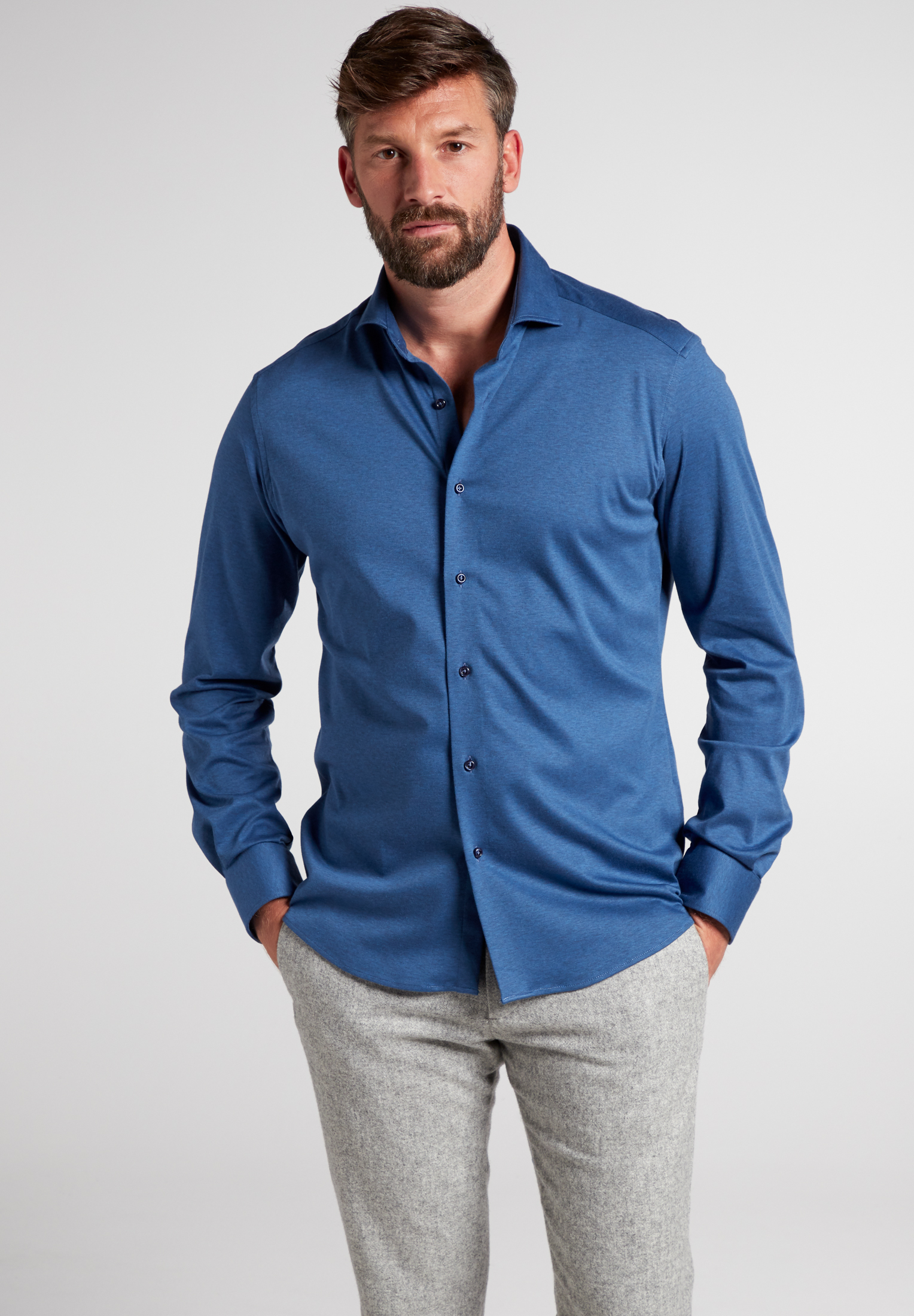 blau unifarben Shirt | Jersey 47 | 1SH00374-01-41-47-1/1 MODERN in | blau FIT | Langarm