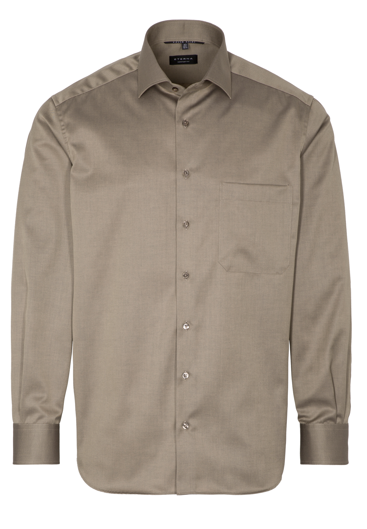 COMFORT FIT Cover Shirt in brown plain