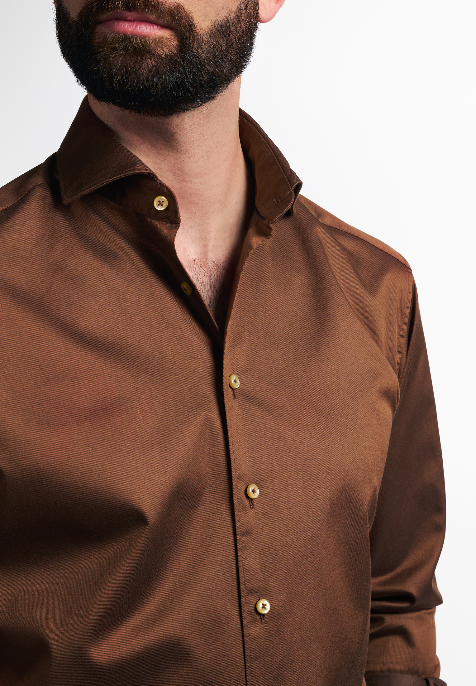 Shirt 45 | in Soft Luxury | FIT 1SH03488-02-76-45-1/1 caramell Langarm MODERN caramell | unifarben |