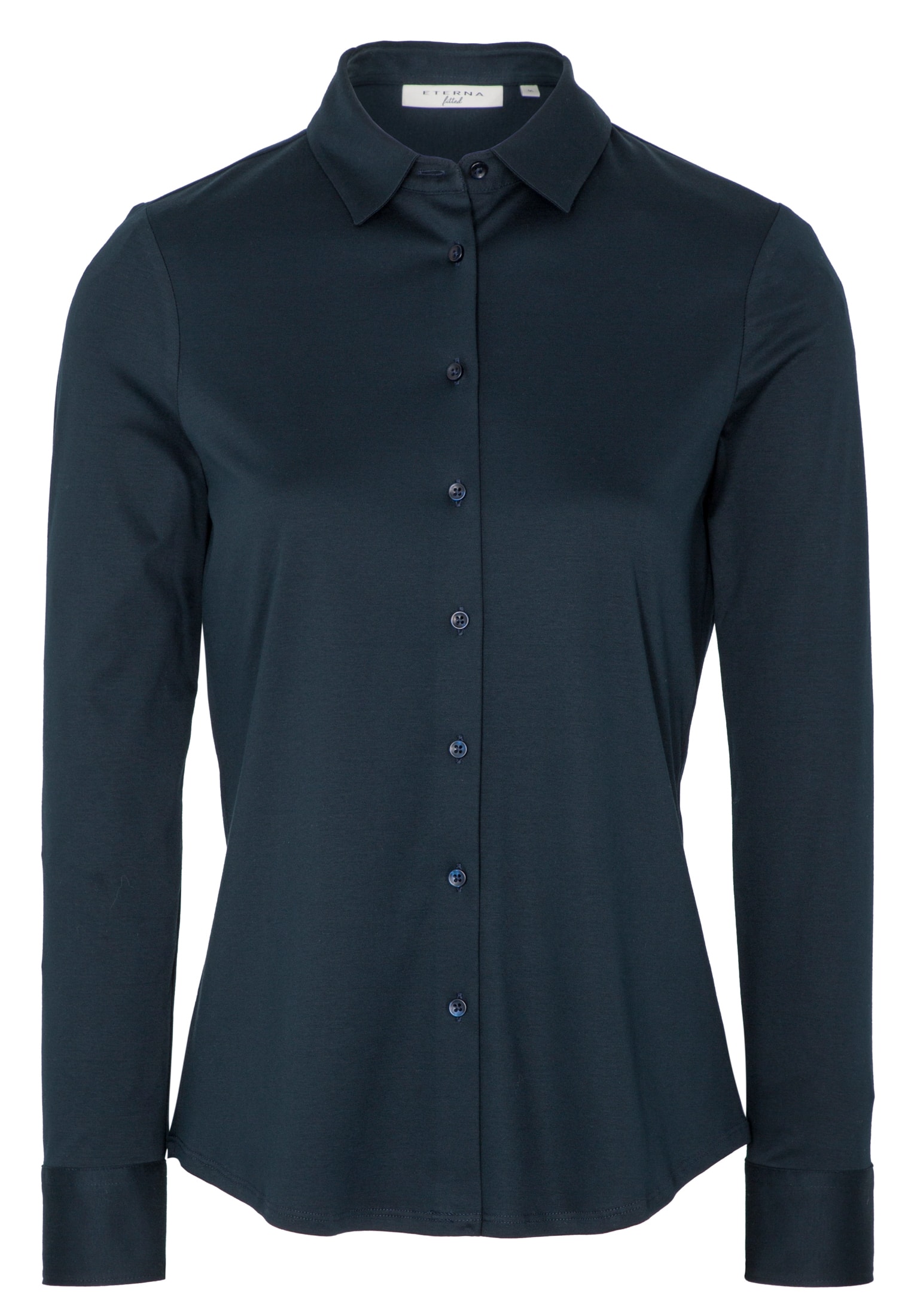 Jersey Shirt Bluse in navy unifarben | navy | Langarm | 44 |  2BL00229-01-91-44-1/1 | Einstecktücher