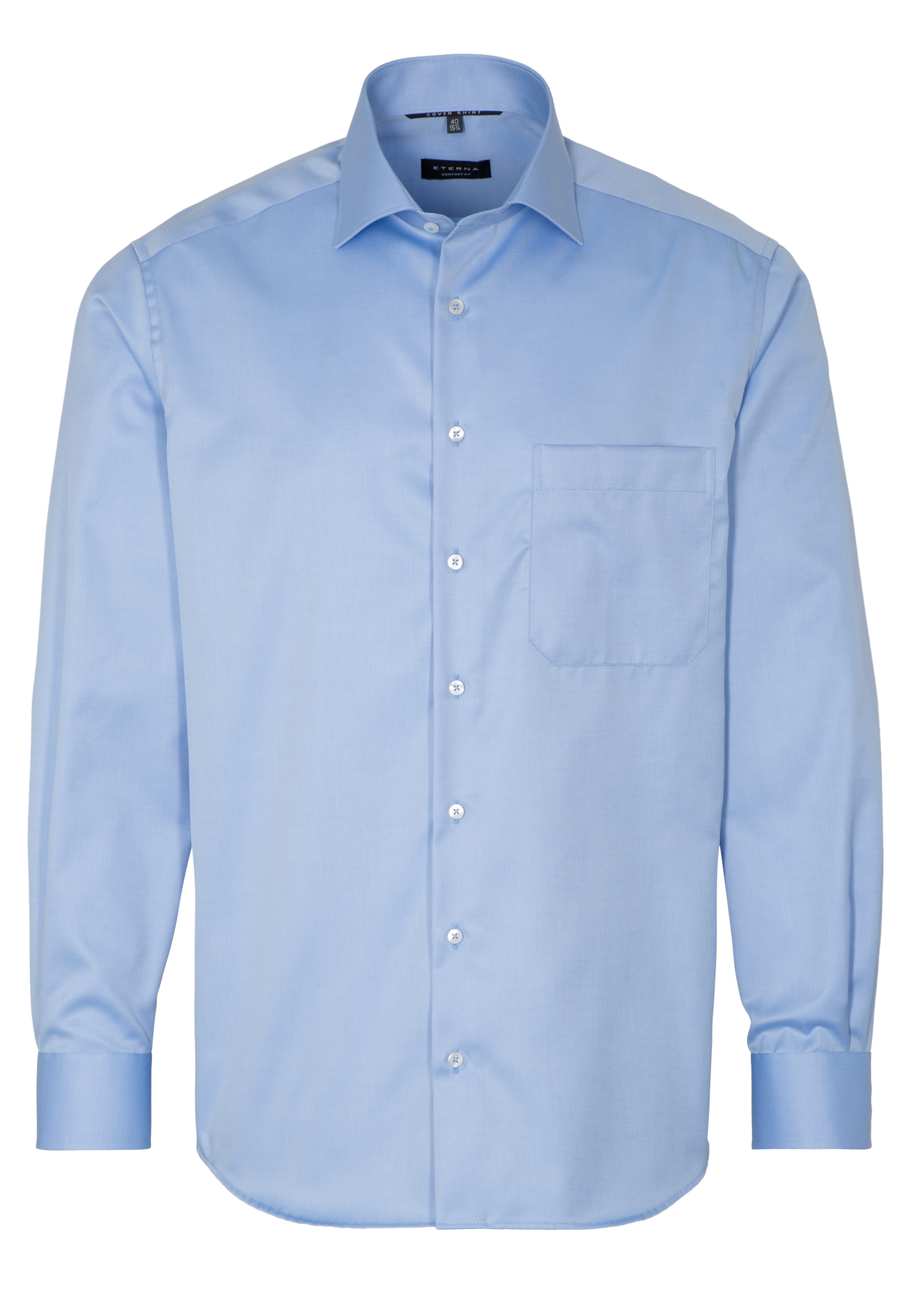 COMFORT FIT Cover Shirt in middenblauw vlakte