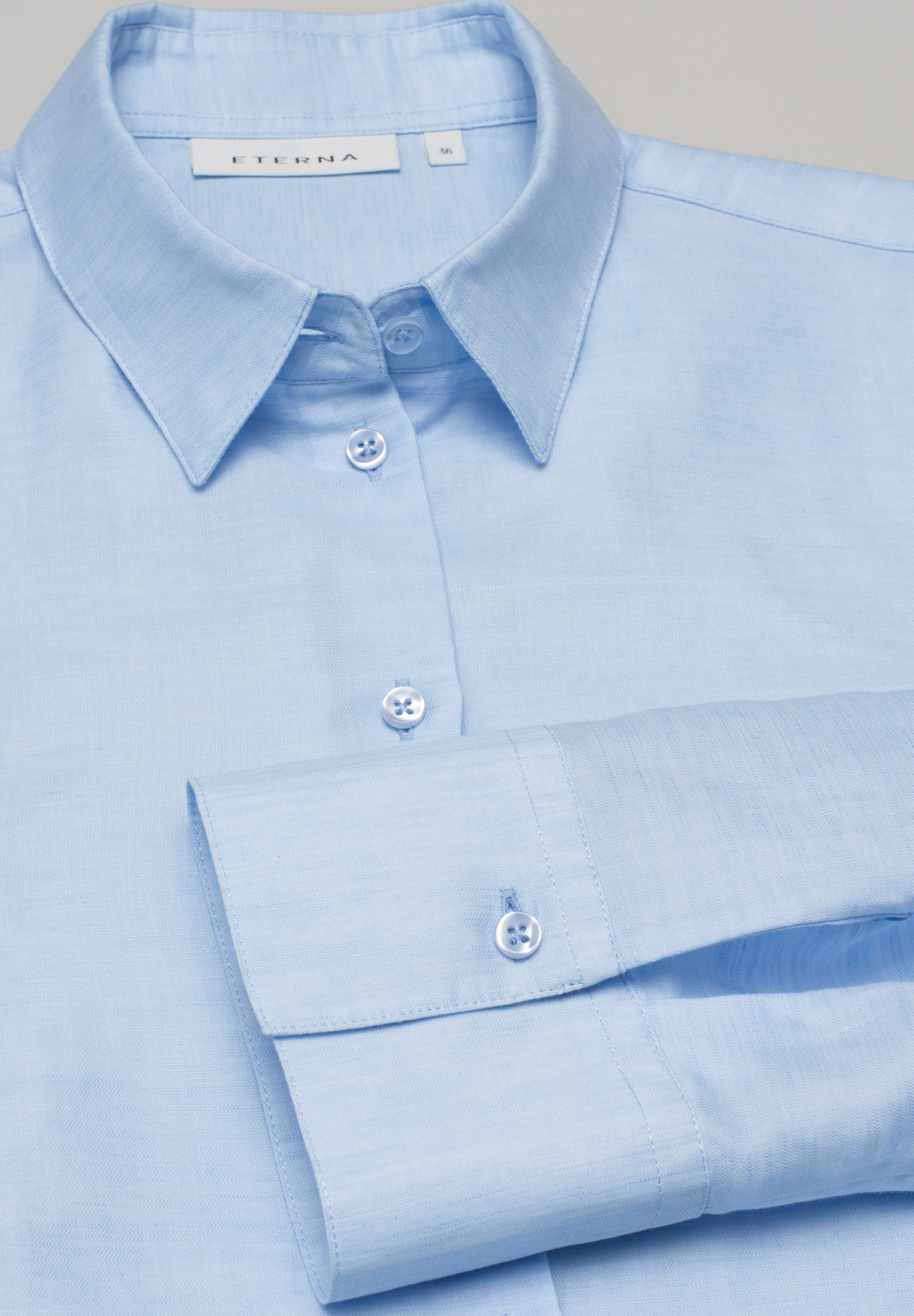 Linen Shirt Bluse in hellblau unifarben