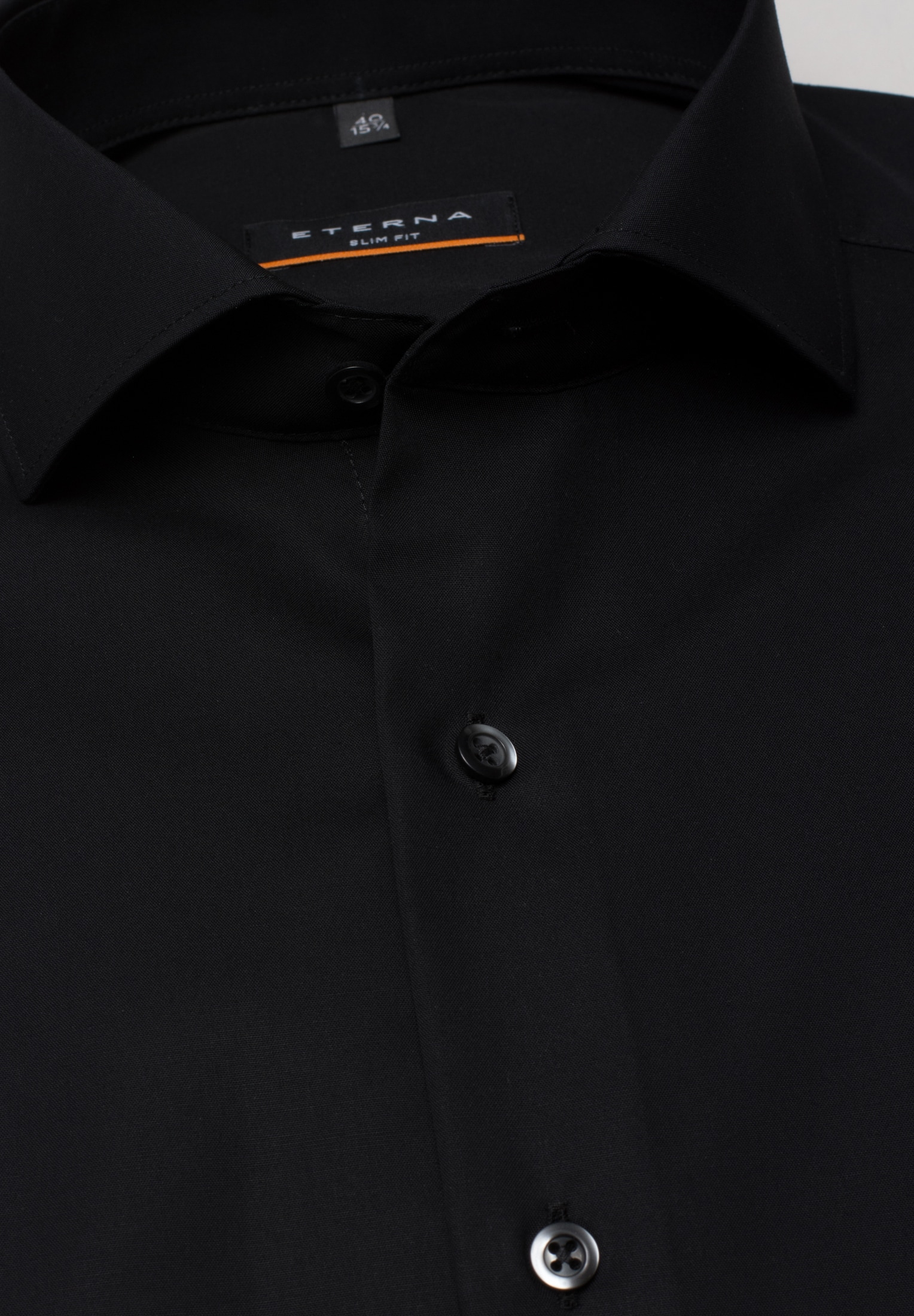 SLIM FIT Original Shirt in schwarz unifarben | schwarz | 37 | Langarm |  1SH00102-03-91-37-1/1