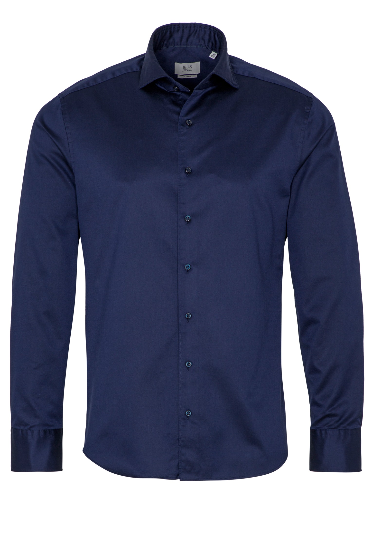 SLIM FIT Soft Luxury Shirt in donkerblauw vlakte