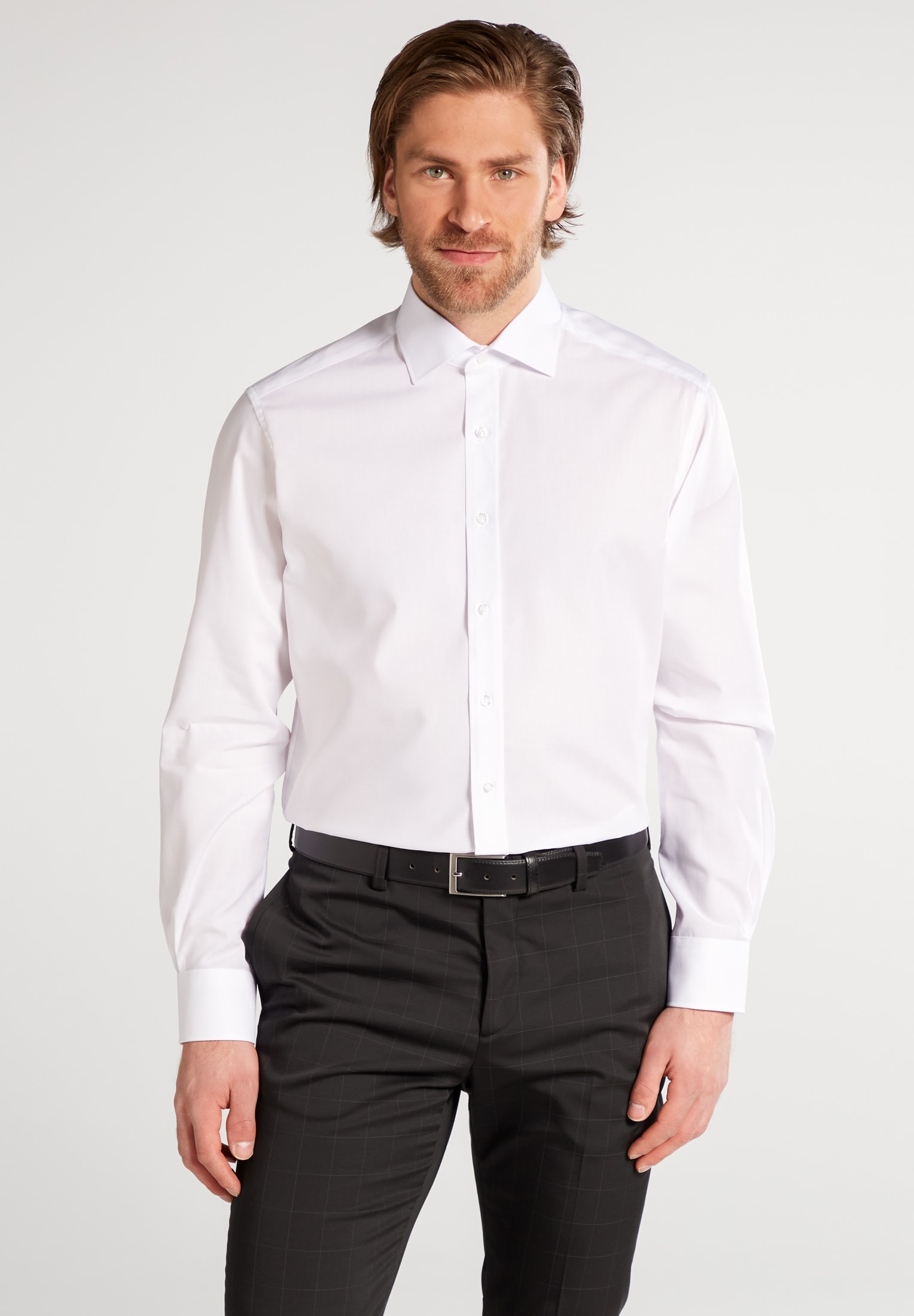 MODERN FIT Original Shirt in weiß unifarben | weiß | 44 | Langarm |  1SH00113-00-01-44-1/1
