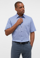COMFORT FIT Overhemd in blauw gestructureerd