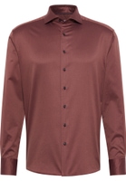 MODERN FIT Soft Luxury Shirt in aubergine vlakte