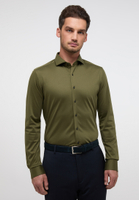 SLIM FIT Jersey Shirt in dunkelgrün unifarben