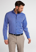 MODERN FIT Linen Shirt in mittelblau unifarben