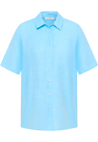 Linen Shirt Blouse in azuurblauw vlakte