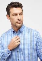 COMFORT FIT Overhemd in lyseblå geruit