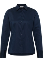 Satin Shirt Blouse in dark blue plain
