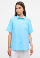 Linen Shirt Bluse in azurblau unifarben