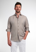 MODERN FIT Linen Shirt in taupe plain
