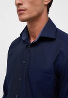 COMFORT FIT Overhemd in donkerblauw vlakte