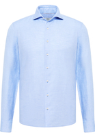 SLIM FIT Linen Shirt in azurblau unifarben