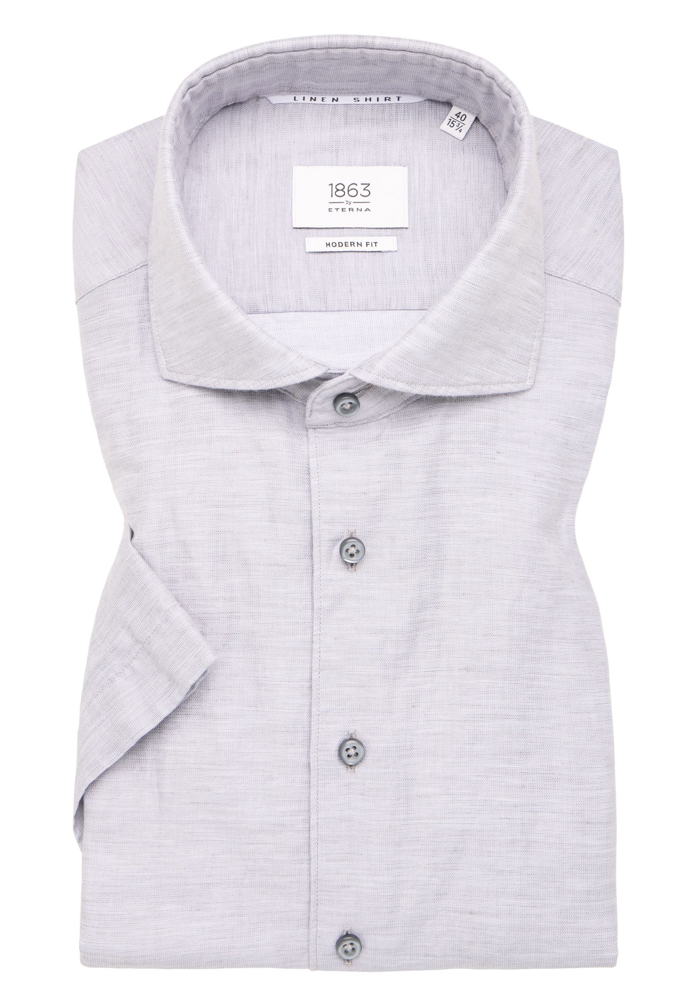 MODERN FIT Linen Shirt in grau unifarben
