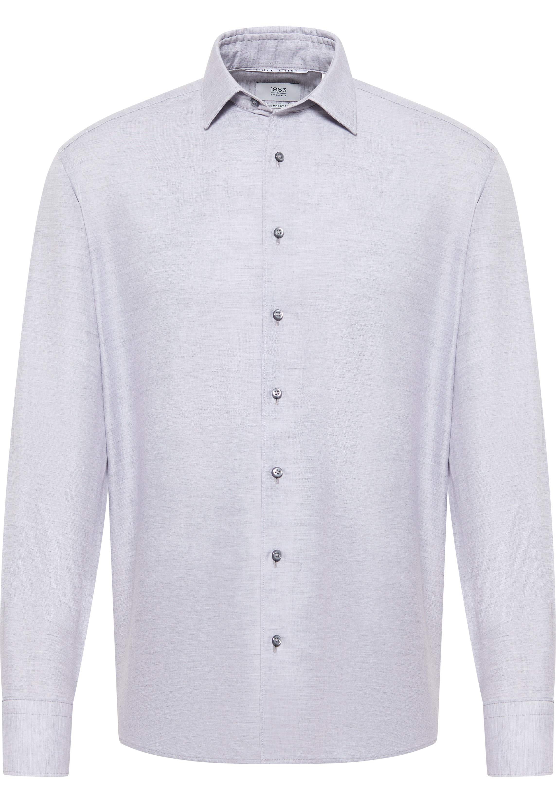 COMFORT FIT Linen Shirt in grey plain