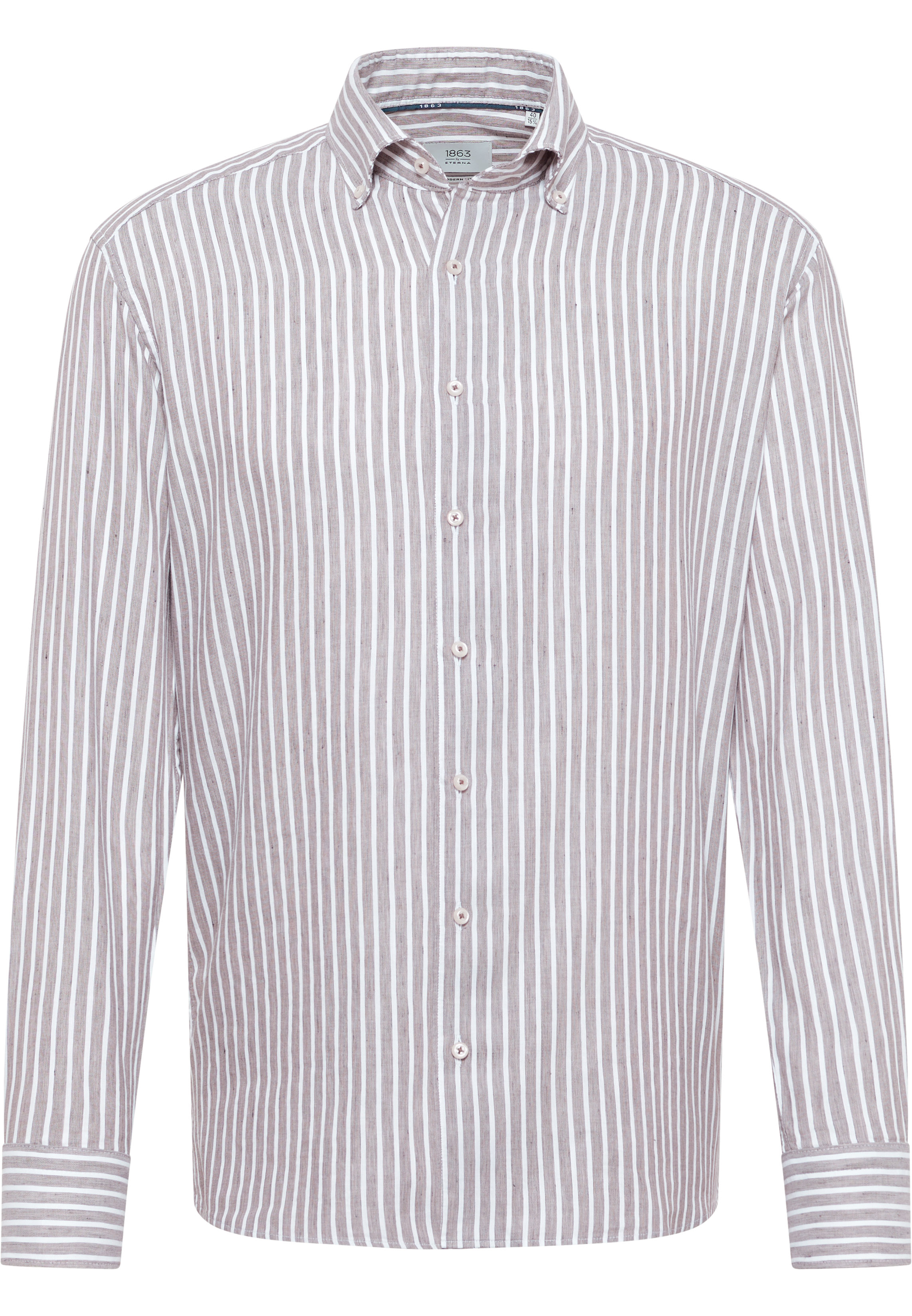 MODERN FIT Shirt in brown striped