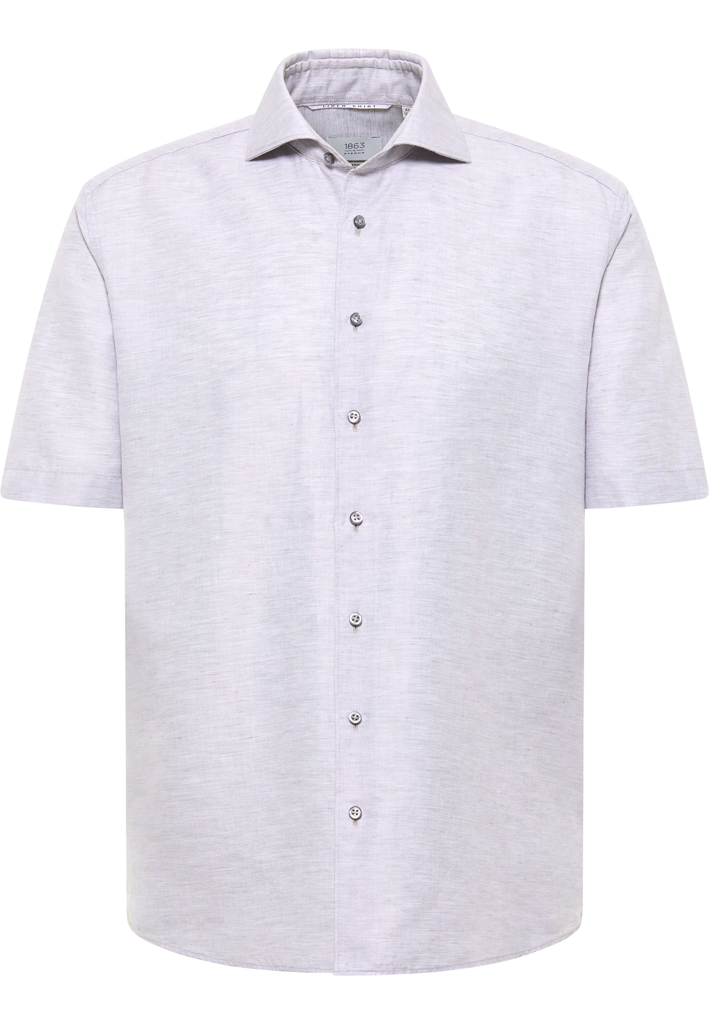 MODERN FIT Linen Shirt in grey plain