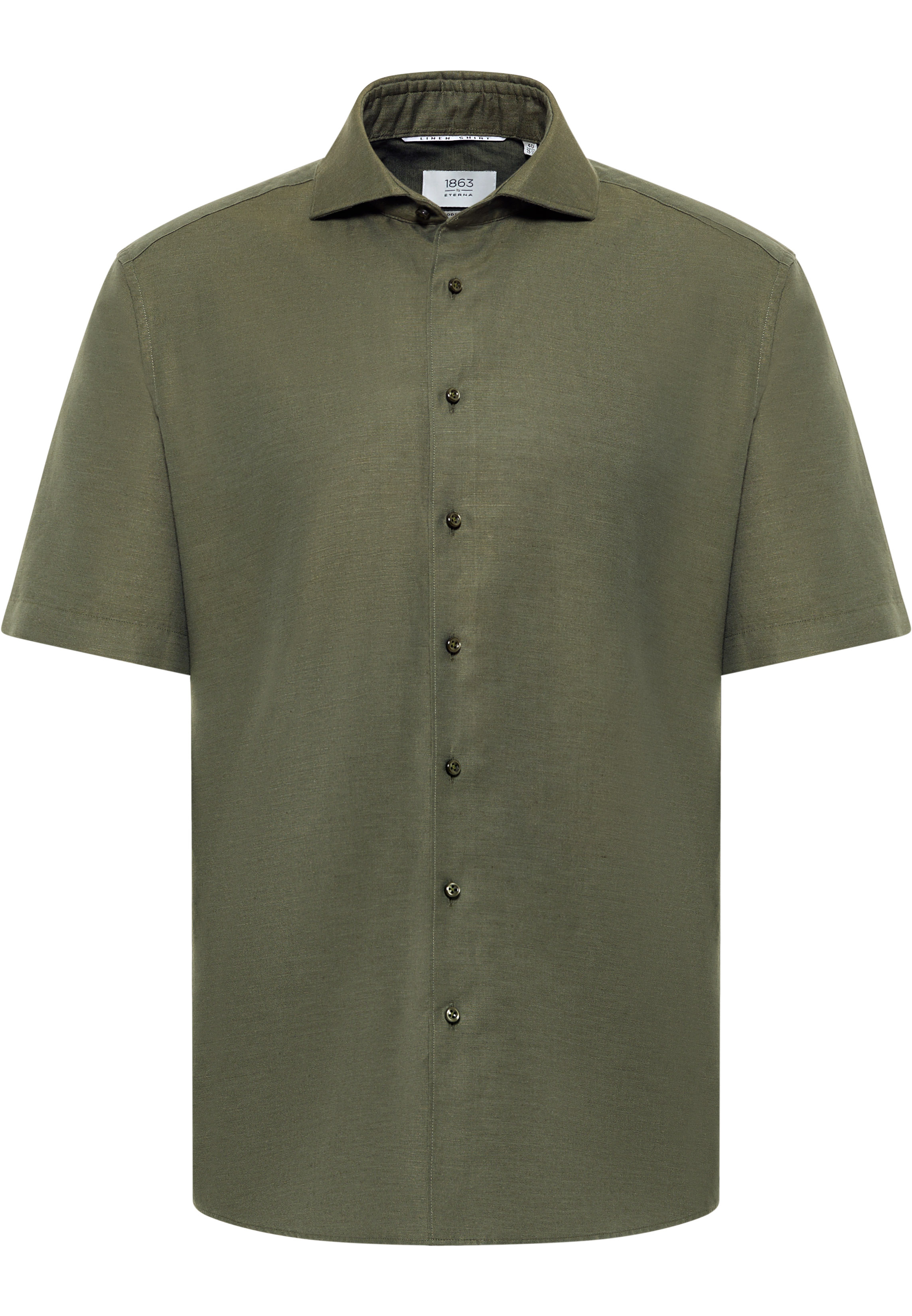MODERN FIT Linen Shirt in kaki vlakte