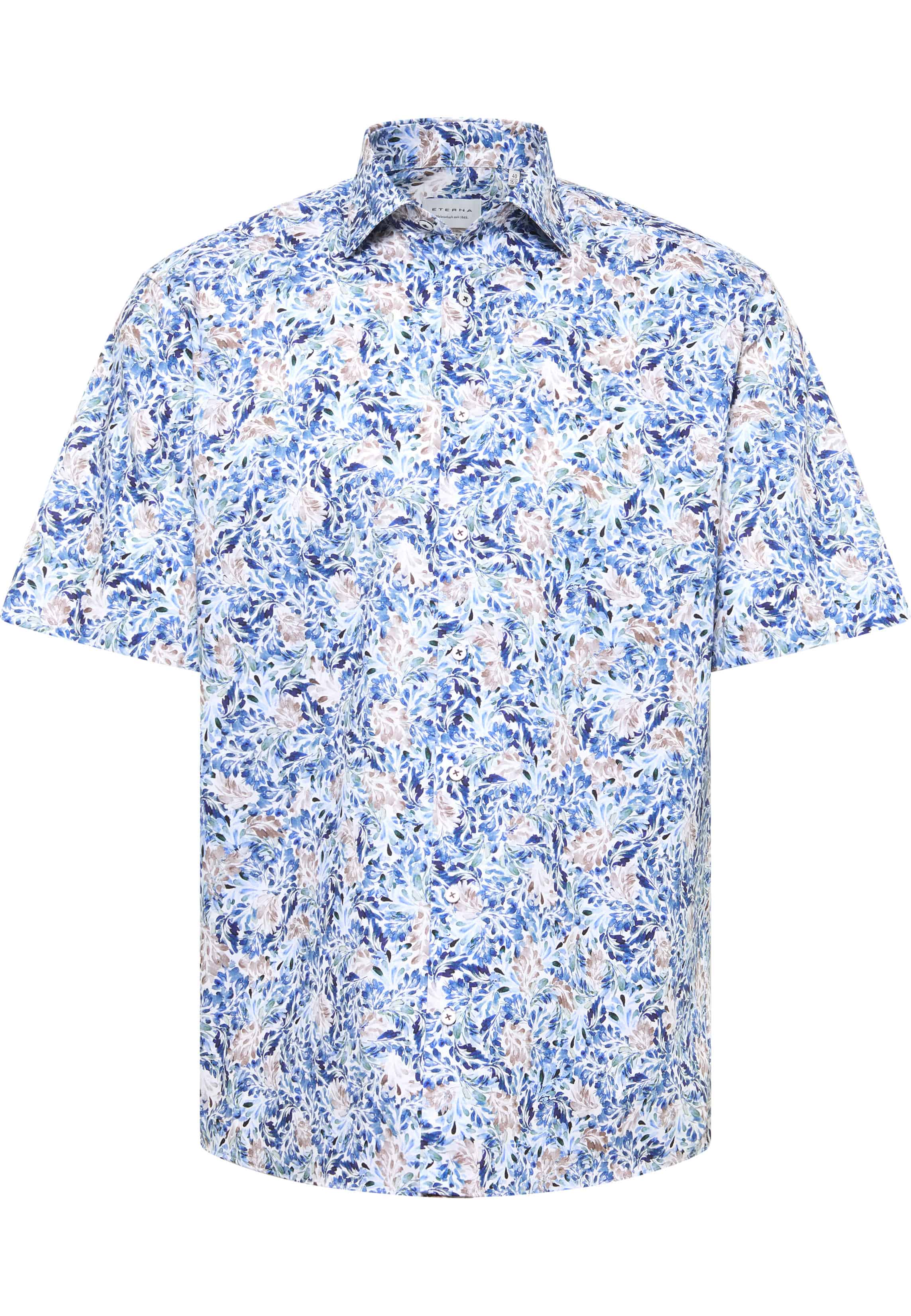 COMFORT FIT Overhemd in middenblauw gedrukt