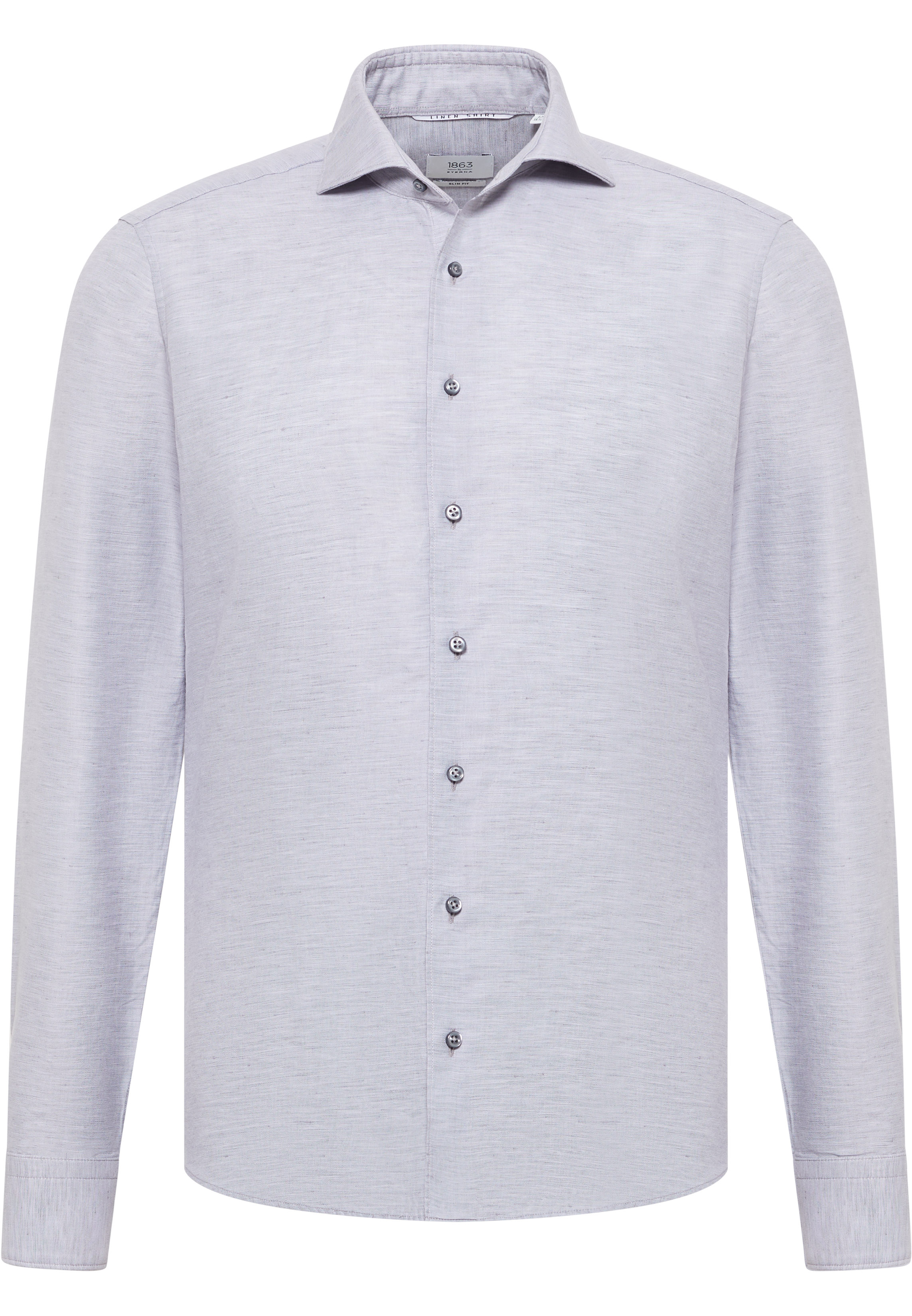 SLIM FIT Linen Shirt in grijs vlakte