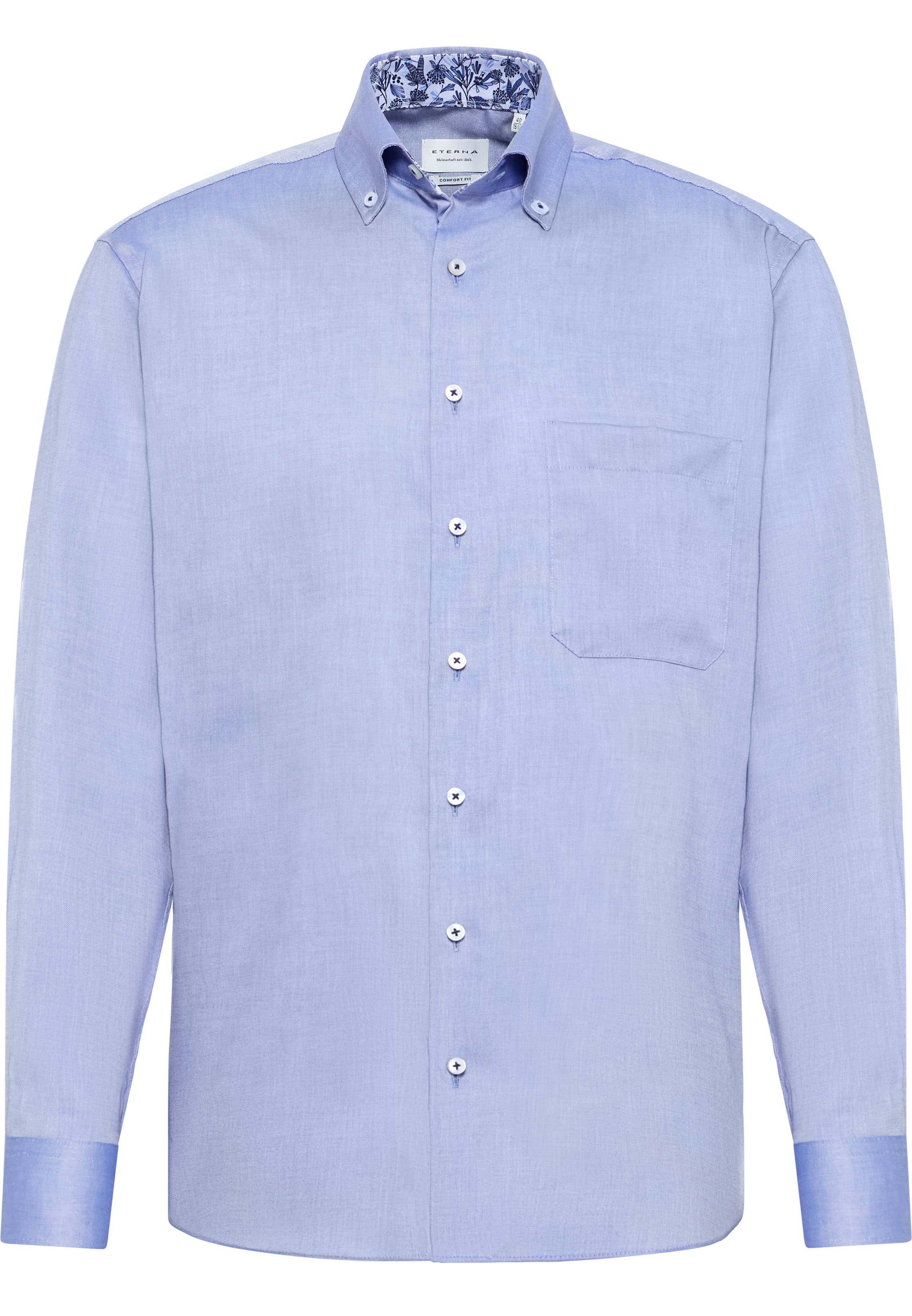 COMFORT FIT Overhemd in koningsblauw vlakte