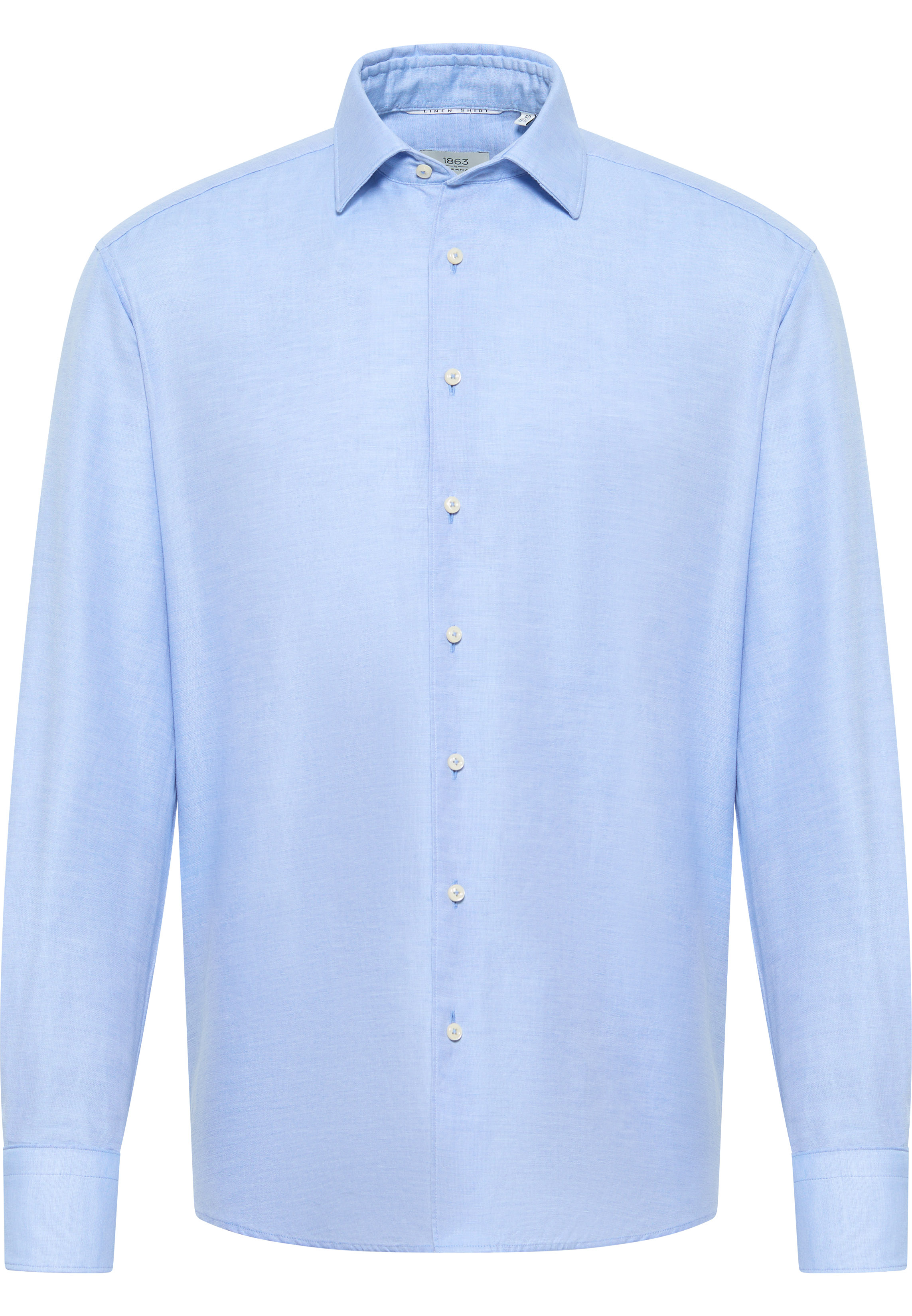 COMFORT FIT Linen Shirt in azuurblauw vlakte
