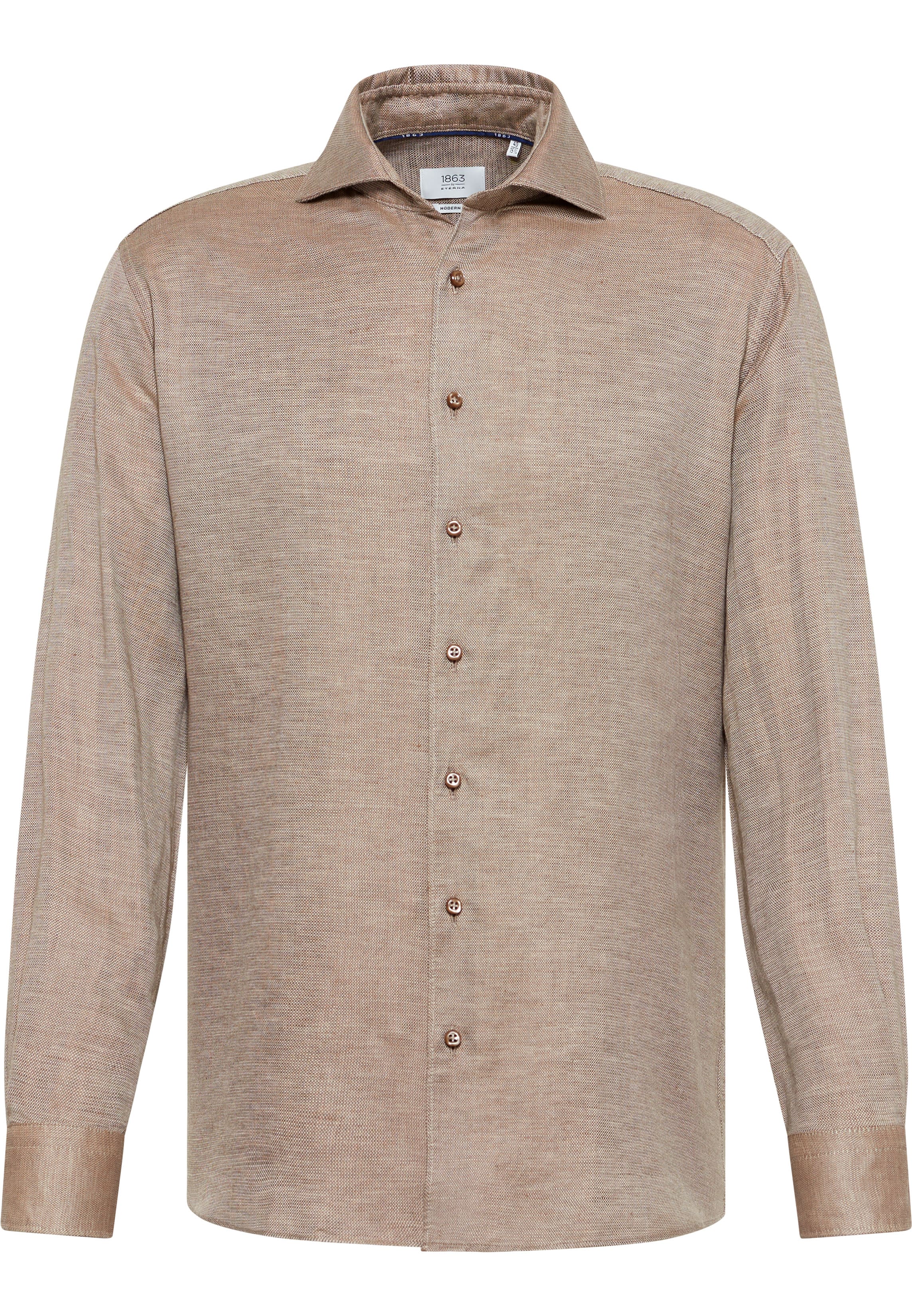 MODERN FIT Chemise taupe structuré