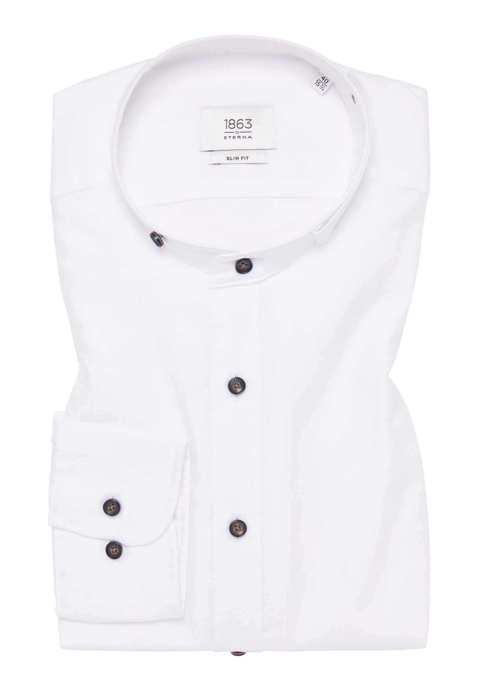 SLIM FIT Linen Shirt in weiß unifarben | weiß | 40 | Langarm |  1SH12593-00-01-40-1/1 | Hemden