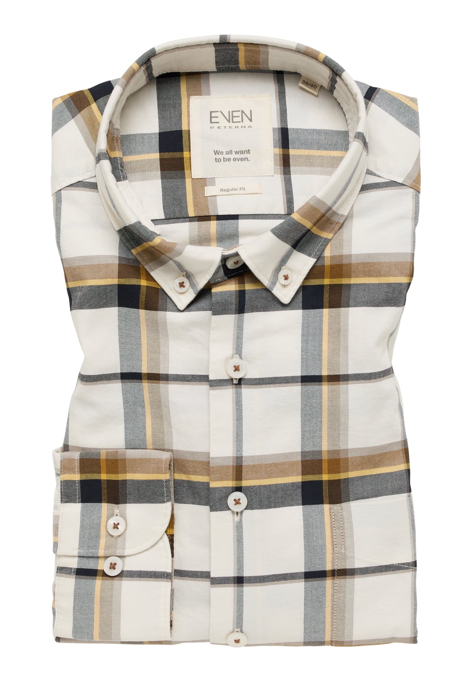MODERN FIT Shirt in beige checkered | beige | long sleeve | XL |  1SH11420-02-01-XL-1/1