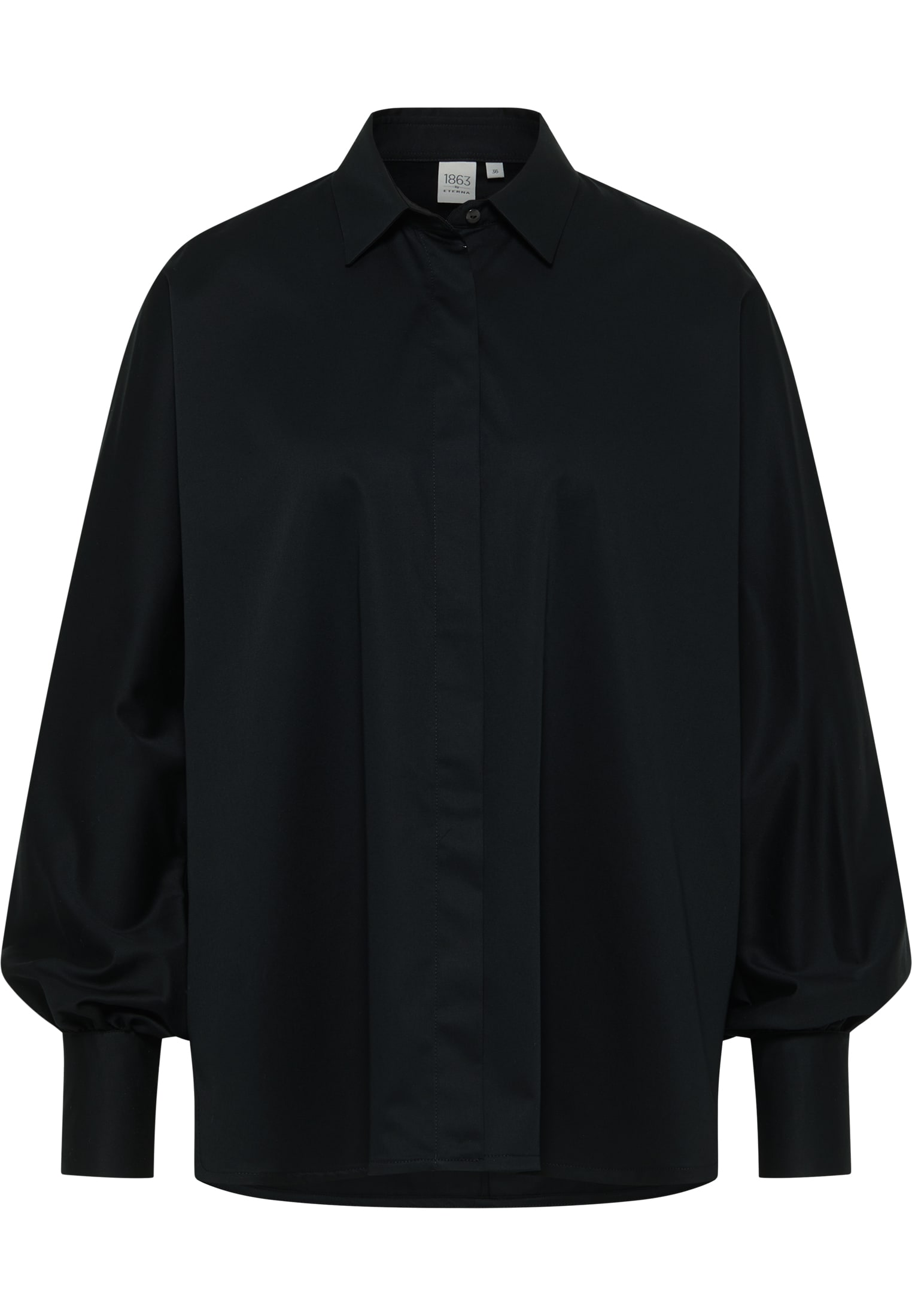 Bluse unifarben Shirt Satin | | schwarz | schwarz in 2BL04026-03-91-40-1/1 40 | Langarm